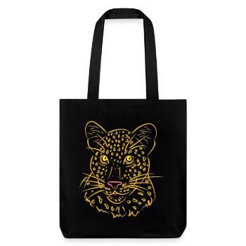 Leopard - Stanley/Stella recycelter Heavyweight Stoffbeutel - Schwarz - Vorne