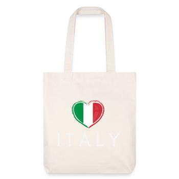 Herz mit italienischer Flagge, italienischer Stolz - Stanley/Stella recycelter Heavyweight Stoffbeutel - Naturweiß - Vorne