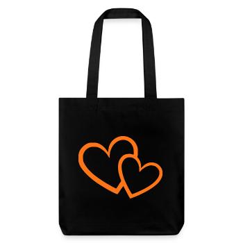 Cœur orange 2 cœurs cœur orange motif - Tote bag épais recyclé Stanley/Stella - noir - Devant
