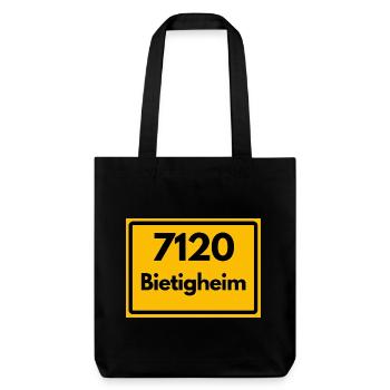 ALTE POSTLEITZAHL PLZ RETRO 7120 BIETIGHEIM HEIMAT - Stanley/Stella recycelter Heavyweight Stoffbeutel - Schwarz - Vorne