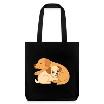 Les chiens mignons se câlinent : petit et grand chien - Tote bag épais recyclé Stanley/Stella - noir - Devant