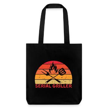 Serial Griller Retro BBQ Design - Stanley/Stella Heavyweight Recycled Tote Bag - black - Front