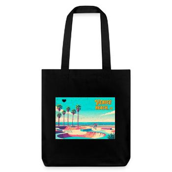 Venice Beach Retro Skater - Stanley/Stella recycelter Heavyweight Stoffbeutel - Schwarz - Vorne