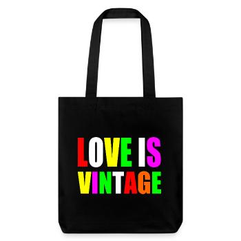 Love is vintage - Stanley/Stella recycelter Heavyweight Stoffbeutel - Schwarz - Vorne