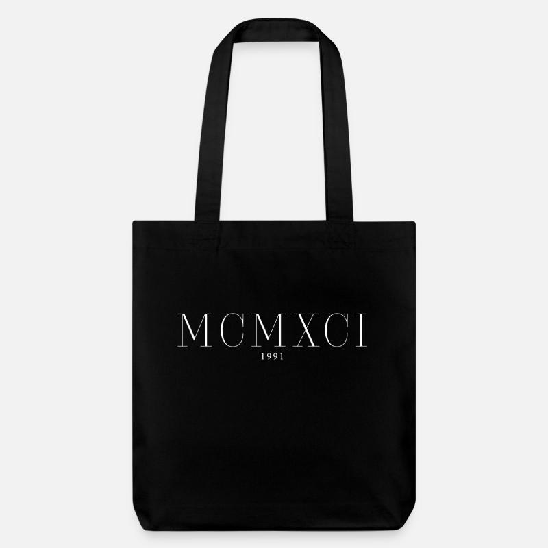 Année de naissance en chiffres romains Fabriqué en 1991 - Tote bag épais recyclé Stanley/Stella - noir