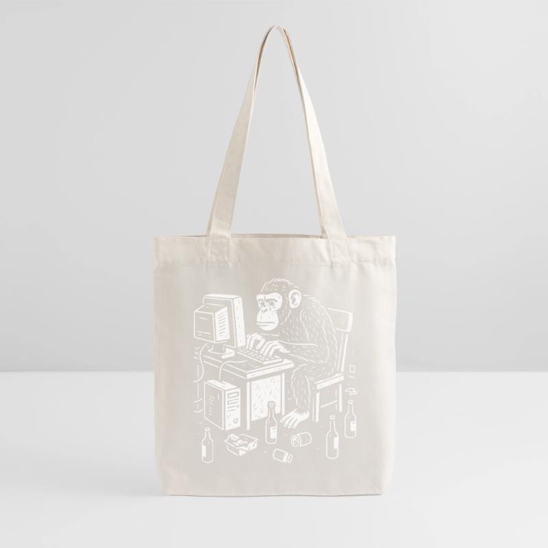 Deskbound Monkey Coder Stanley/Stella Heavyweight Recycled Tote Bag
