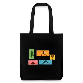 Colorful Yoga Silhouettes - Stanley/Stella Heavyweight Recycled Tote Bag - black - Front