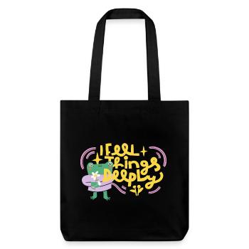 I Feel Things Deeply – Emotional Frog - Stanley/Stella Heavyweight Recycled Tote Bag - black - Front