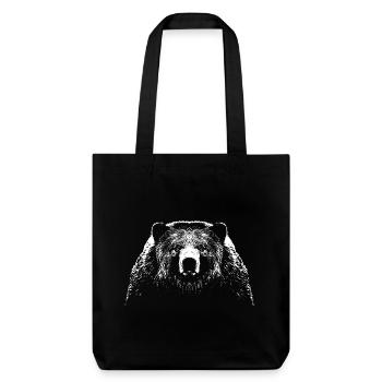Bär / Kopf / Bear - Stanley/Stella recycelter Heavyweight Stoffbeutel - Schwarz - Vorne