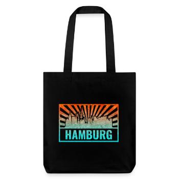 Hamburg Skyline Gradient - Stanley/Stella recycelter Heavyweight Stoffbeutel - Schwarz - Vorne