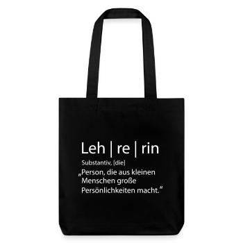 Lehrerin - Stanley/Stella recycelter Heavyweight Stoffbeutel - Schwarz - Vorne