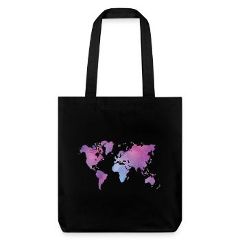 Carte du monde à l’aquarelle aux couleurs pastel - Tote bag épais recyclé Stanley/Stella - noir - Devant
