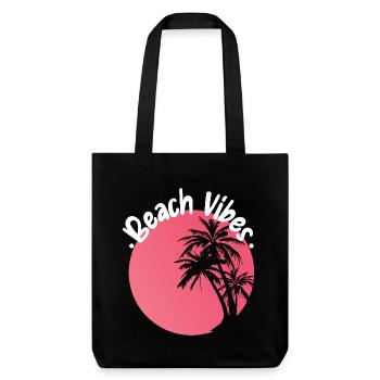 Beach Vibes Palm Sunset Design - Stanley/Stella recycelter Heavyweight Stoffbeutel - Schwarz - Vorne
