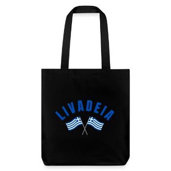 LIVADEIA: Crossed Greek Flags - Stanley/Stella Heavyweight Recycled Tote Bag - black - Front