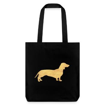Dackel Gold Herrchen Frauchen Hund Hundefan Tier - Stanley/Stella recycelter Heavyweight Stoffbeutel - Schwarz - Vorne