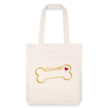 Hundeknochen mit Herz und Love-Schriftzug - Stanley/Stella recycelter Heavyweight Stoffbeutel - Naturweiß - Vorne