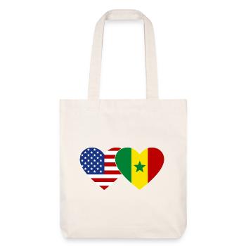 USA Senegal  Flagge Herz - Stanley/Stella recycelter Heavyweight Stoffbeutel - Naturweiß - Vorne