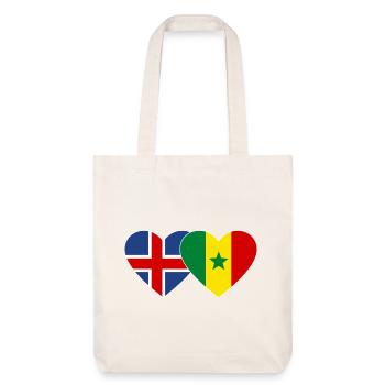 Iceland Senegal Flag Hands Heart Shape - Stanley/Stella Heavyweight Recycled Tote Bag - natural white - Front