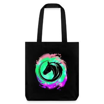 Pferdekopf Neon Kreislauf - Stanley/Stella recycelter Heavyweight Stoffbeutel - Schwarz - Vorne
