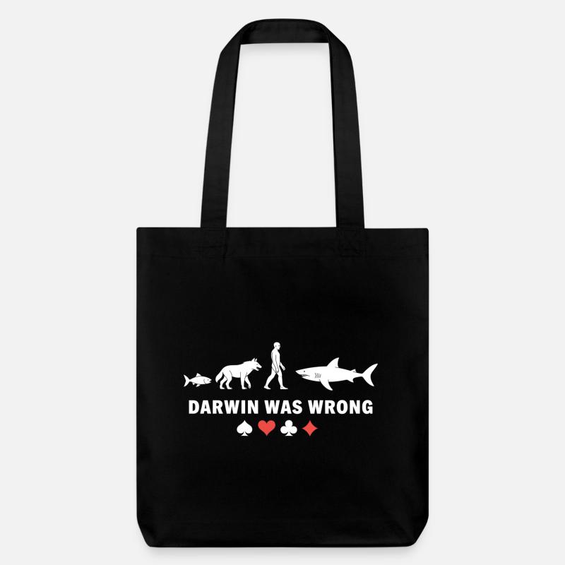 Poker Evolution Darwin Was Wrong Hai Kartenspiel - Stanley/Stella recycelter Heavyweight Stoffbeutel - Schwarz