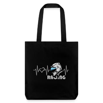 Motorcycle Racing Heartbeat Helmet Love Heart Symbol - Stanley/Stella Heavyweight Recycled Tote Bag - black - Front