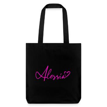 Alessia Signatur Neon Pink - Stanley/Stella recycelter Heavyweight Stoffbeutel - Schwarz - Vorne