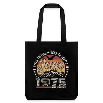 Juni 1975 Geschenk zum 50-jährigen Jubiläum Juni 1975 Retro - Stanley/Stella recycelter Heavyweight Stoffbeutel - Schwarz - Vorne