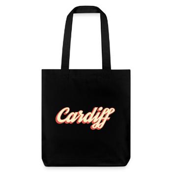 Cardiff Retro Script Logo - Stanley/Stella recycelter Heavyweight Stoffbeutel - Schwarz - Vorne