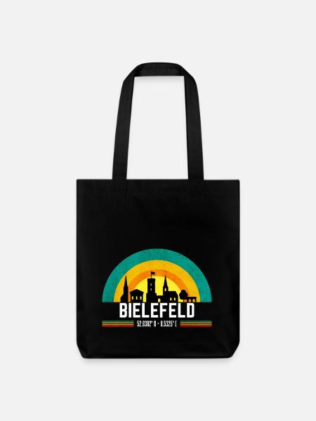 Bielefeld Retro Skyline Koordinaten Sparrenburg - Stanley/Stella recycelter Heavyweight Stoffbeutel - Schwarz
