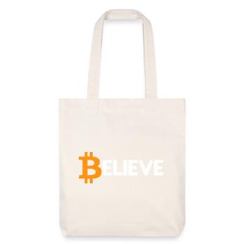 Bitcoin Logo Vintage Believe Crypto BTC Blockchain - Tote bag épais recyclé Stanley/Stella - blanc cassé - Devant