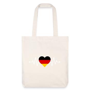 I Love Germany Flag Heart German Deutschland Tee - Stanley/Stella recycelter Heavyweight Stoffbeutel - Naturweiß - Vorne