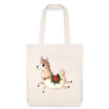 Dessin animé sautant Lama - Tote bag épais recyclé Stanley/Stella - blanc cassé - Devant