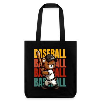 Niedlicher Baseball-Bär - Stanley/Stella recycelter Heavyweight Stoffbeutel - Schwarz - Vorne