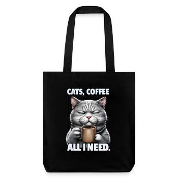 Lustiges Katze Kunst Katzenbesitzer Katzen Kaffee - Stanley/Stella recycelter Heavyweight Stoffbeutel - Schwarz - Vorne