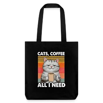 Lustiges Katze Kunst Katzenbesitzer Katzen Kaffee - Stanley/Stella recycelter Heavyweight Stoffbeutel - Schwarz - Vorne