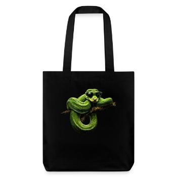 Arbre vert Python Serpents Amoureux Terrarium - Tote bag épais recyclé Stanley/Stella - noir - Devant