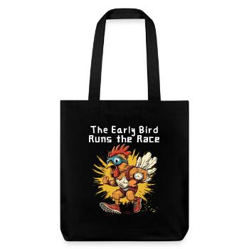 The Early Bird Runs the Race - Lustiger Hahn - Stanley/Stella recycelter Heavyweight Stoffbeutel - Schwarz - Vorne