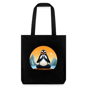 Pinguin Yogi - Stanley/Stella recycelter Heavyweight Stoffbeutel - Schwarz - Vorne