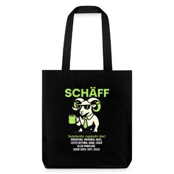 Schaf Spruch Schäff Lustig Geschenkidee Schafe - Stanley/Stella recycelter Heavyweight Stoffbeutel - Schwarz - Vorne