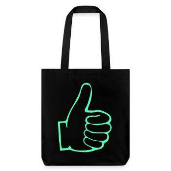 Neon Daumen Hoch Outline - Stanley/Stella recycelter Heavyweight Stoffbeutel - Schwarz - Vorne