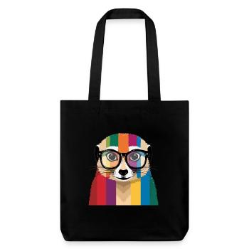 Erdmännchen Brille Bunt Cool - Stanley/Stella recycelter Heavyweight Stoffbeutel - Schwarz - Vorne