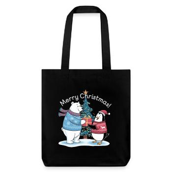 Ours polaire Pingouin Noël Joyeux Noël Pôle Nord - Tote bag épais recyclé Stanley/Stella - noir - Devant