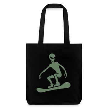 Minimalistisches Design: Alien Snowboarder Silhoue - Stanley/Stella recycelter Heavyweight Stoffbeutel - Schwarz - Vorne