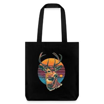 Retro 80s Neon Cool Deer Animal Vintage Reindeer - Stanley/Stella Heavyweight Recycled Tote Bag - black - Front