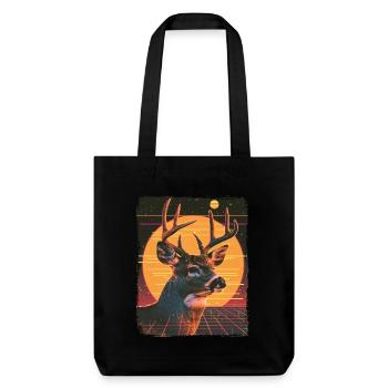 Retro 80s Neon Cool Deer Animal Vintage Reindeer - Stanley/Stella Heavyweight Recycled Tote Bag - black - Front