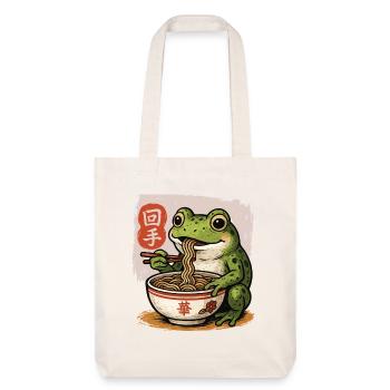 Cartoon Frosch Essen Ramen Bowl Asiatisches Essen - Stanley/Stella recycelter Heavyweight Stoffbeutel - Naturweiß - Vorne