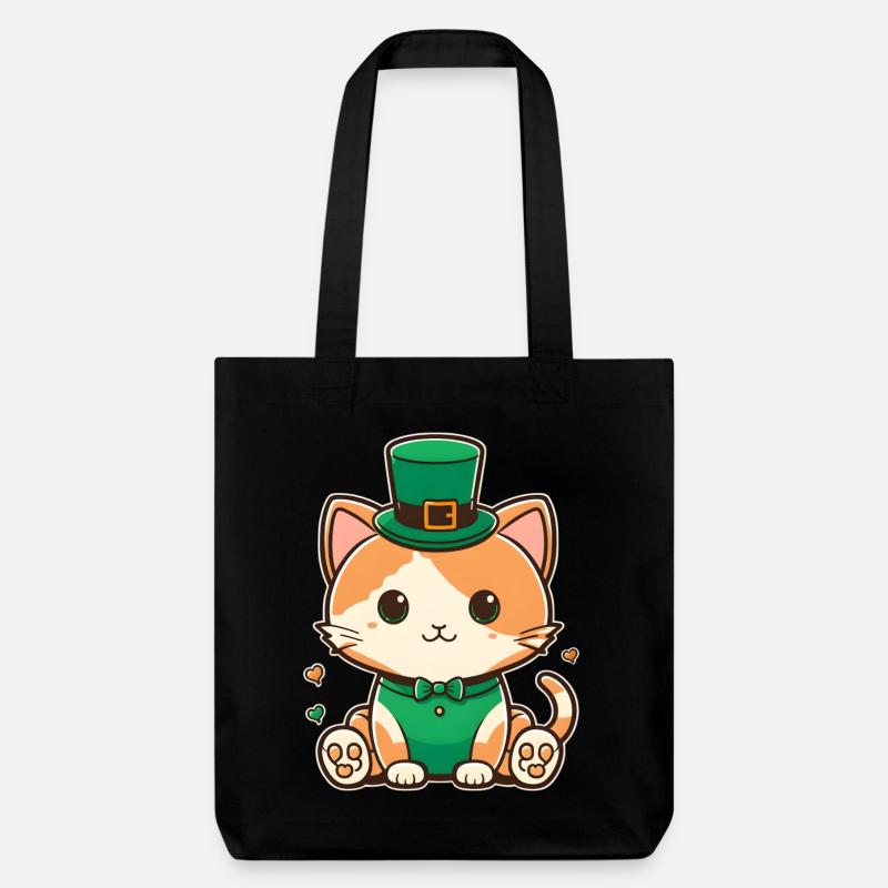 Chaton leprechaun en vert - Tote bag épais recyclé Stanley/Stella - noir