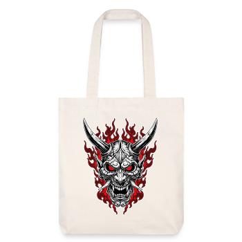 Oni-Maske Höllenporträt Rot Schwarz - Stanley/Stella recycelter Heavyweight Stoffbeutel - Naturweiß - Vorne
