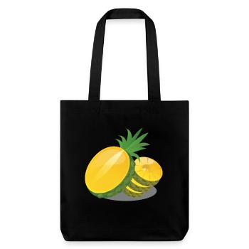 Ananas in Scheiben - Stanley/Stella recycelter Heavyweight Stoffbeutel - Schwarz - Vorne