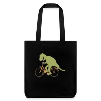 Dino fährt Rad - Stanley/Stella recycelter Heavyweight Stoffbeutel - Schwarz - Vorne